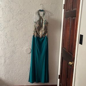Green Christmas Dress With Gold